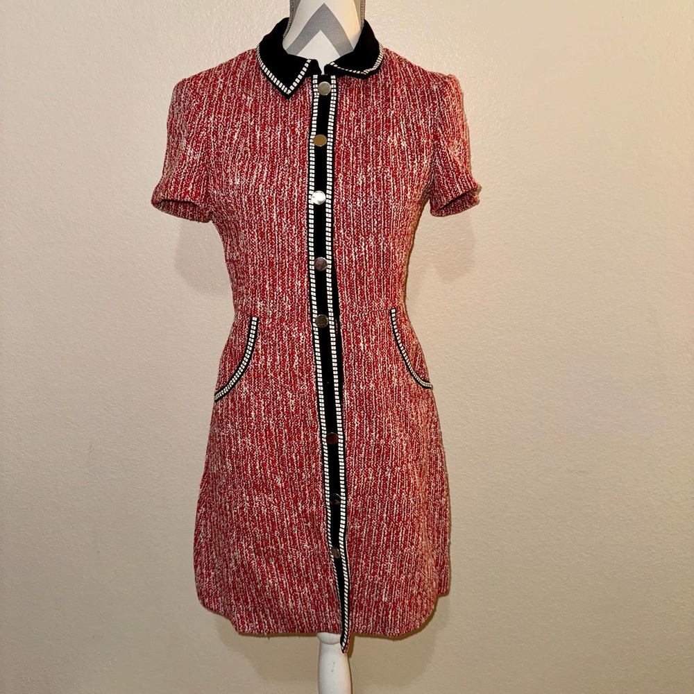 Maje Red and Black Mini Dress - Picture 3 of 14